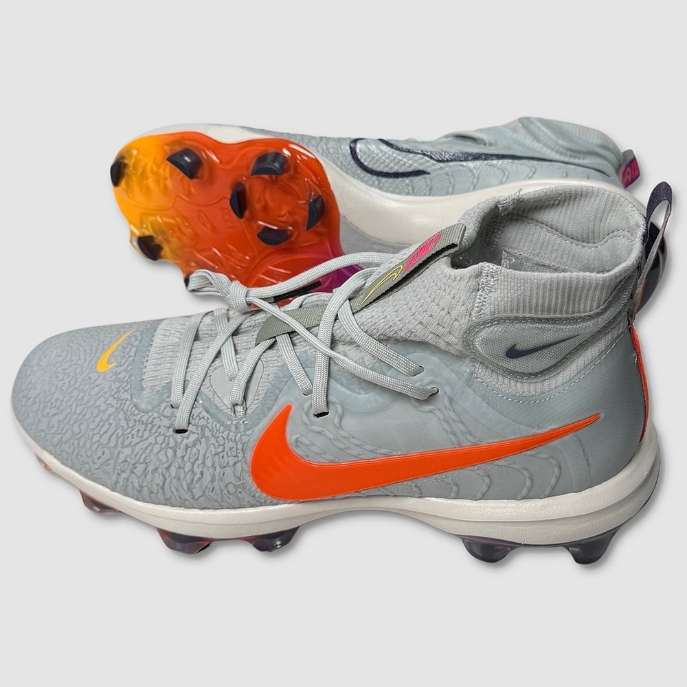 Nike Alpha Huarache NXT MCS NRG Cleats - NEW Mens 12.5 Grey / Orange #49146-OFCL